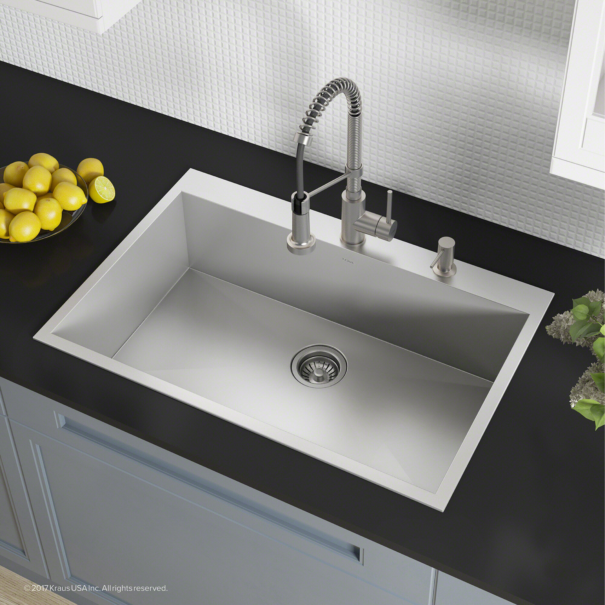 KRAUS Pax™ Zero-Radius 33" L Single Bowl Stainless Steel Kitchen Sink with 2 Pre-Drilled Holes & Reviews | Wayfair