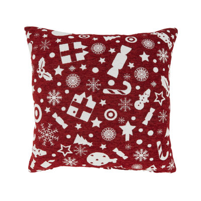 Seasonal Splendour Chenille Jacquard Holiday Down Filled Throw Pillow