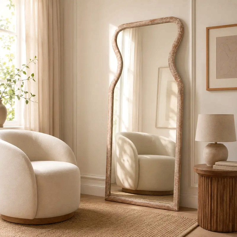 Decorative Full Length Wall Mirror With Mango Wood Frame 70"