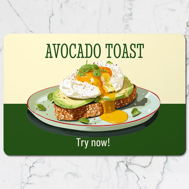 Avocado Toast Placemats And Coaster Set For Dinner Table Decor