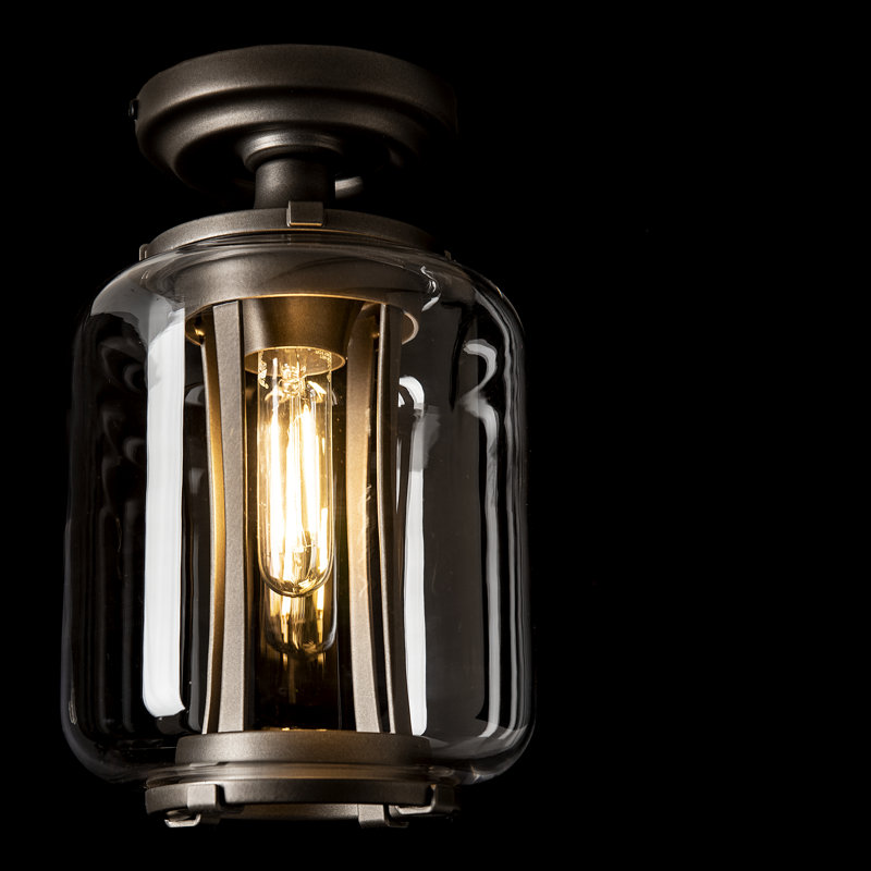 Plafonnier semi-encastré pour l'extérieur Fairwinds - Verre transparent, Bronze huilé bord de mer