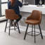 Tabouret de comptoir pivotant rembourré en cuir avec dossier haut (ensemble de 4)-1062417567-1062960131-1062960133