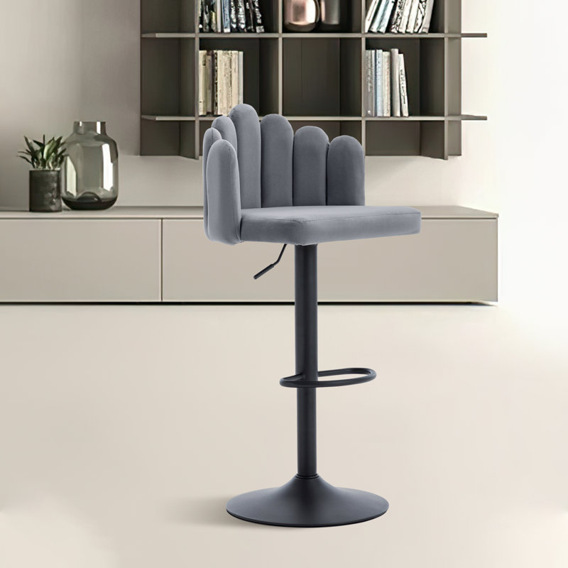 Karlshamn Swivel Upholstered Adjustable Height Counter Stool, Grey