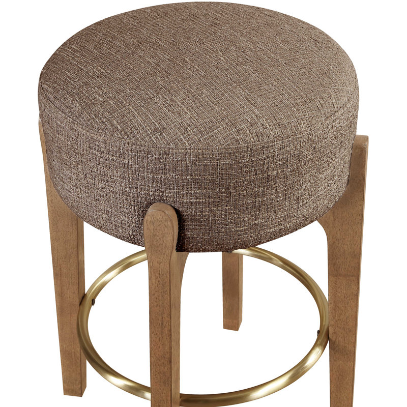 Tabouret de comptoir rembourré en tissu Maud, Siège brun / cadre naturel, Brown