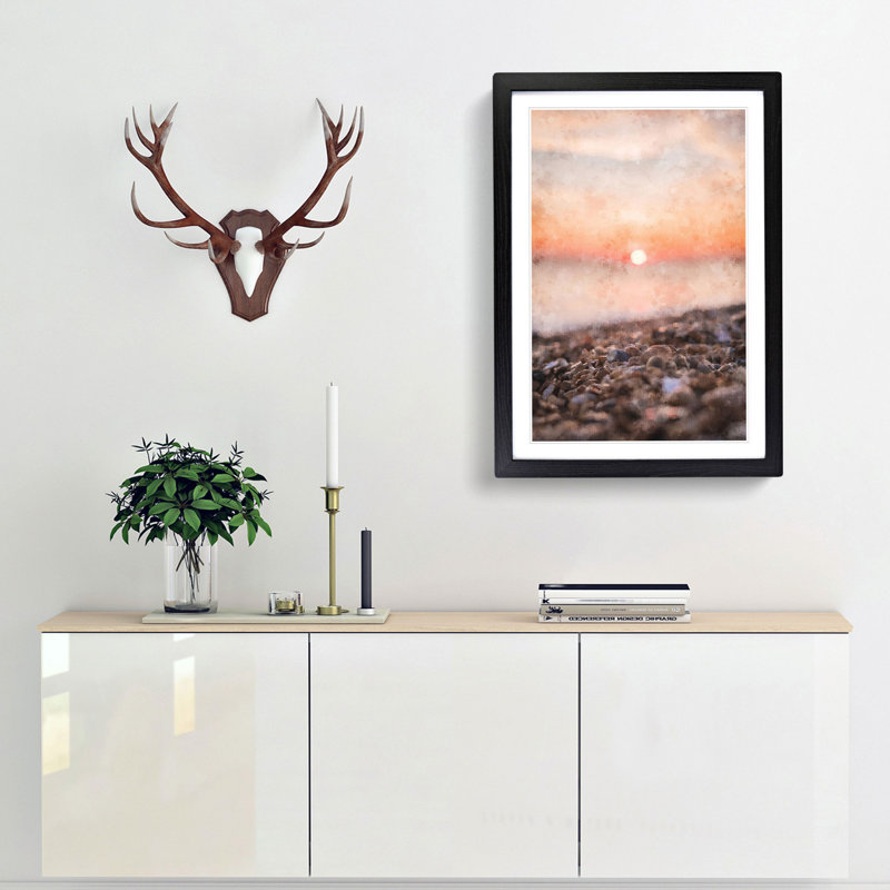 Sunset over Brighton Beach - Picture Frame Graphic Art Print, Black Framed, 63cm H x 45cm W x 2cm D