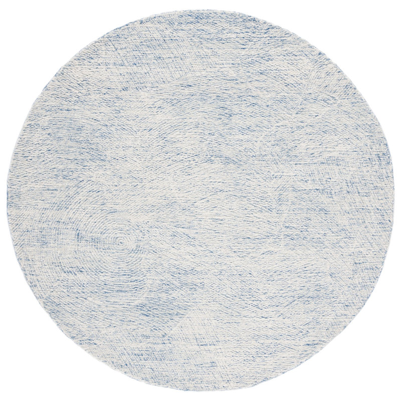 Bouldin Handmade Tufted Wool Blue Area Rug, Round 4'