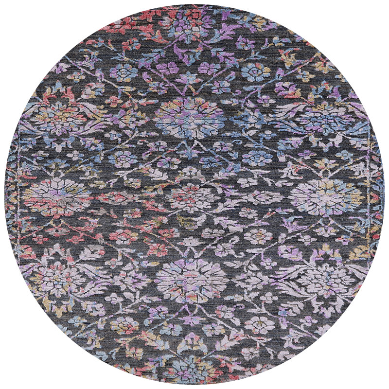 Tapis oriental mauve / rouge / gris Halltown, Rond 3 pi