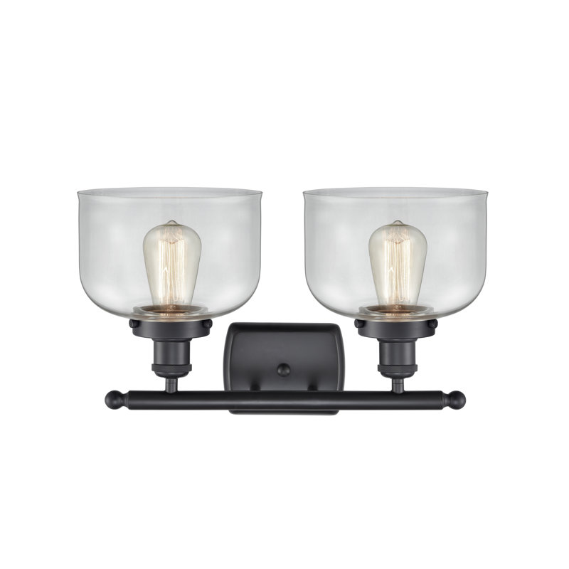 Ballston Urban Bell 8" - 2 Light 18" Bath Vanity Light, Matte Black, Incandescent , Clear