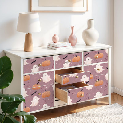 Peel and Stick Wallpaper Contact Paper Cute Minimal Ghosts Halloween Self Adhesive and Removable 17.7in x 118in(45x300cm)