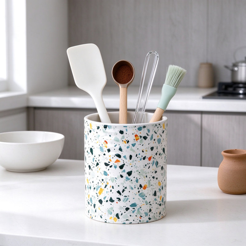 Ceramic / Porcelain Cylinder Utensil Crock