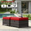 Ensemble de mobilier d'extérieur pour 4 personnes avec causeuse, chaises pivotantes, table d'appoint et coussin rouge-827588396