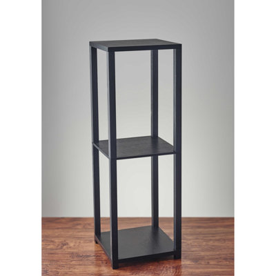 Anyka Black Square End Table With Two Shelves