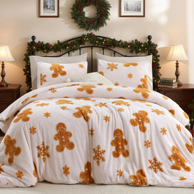 Ensemble d'édredon de Noël, édredons en molleton doux avec motif de Noël, taies d'oreiller douillettes assorties à une literie moelleuse