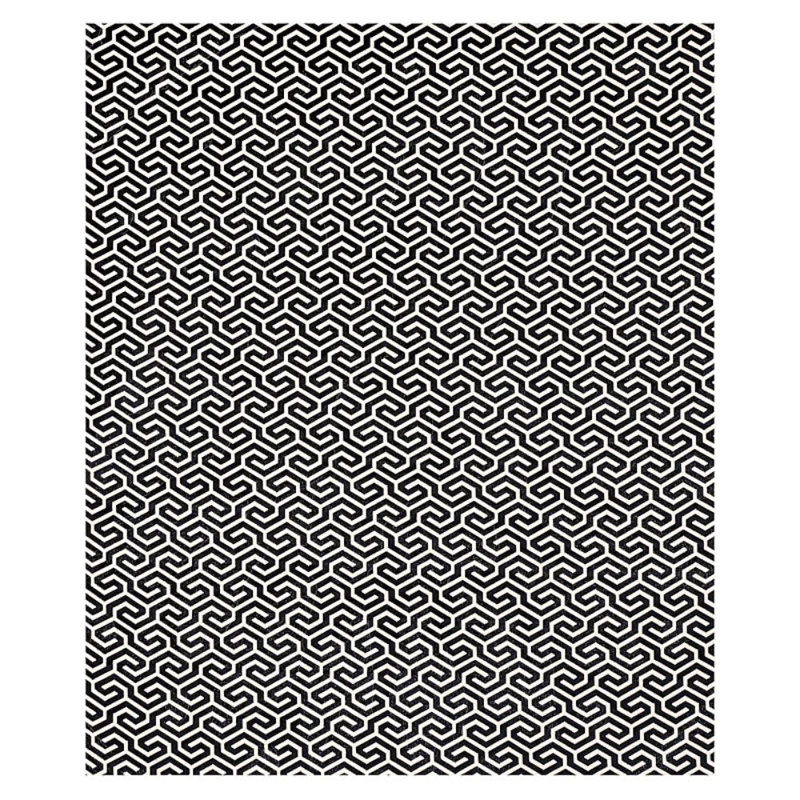 Ming Fret Velvet Fabric, Black