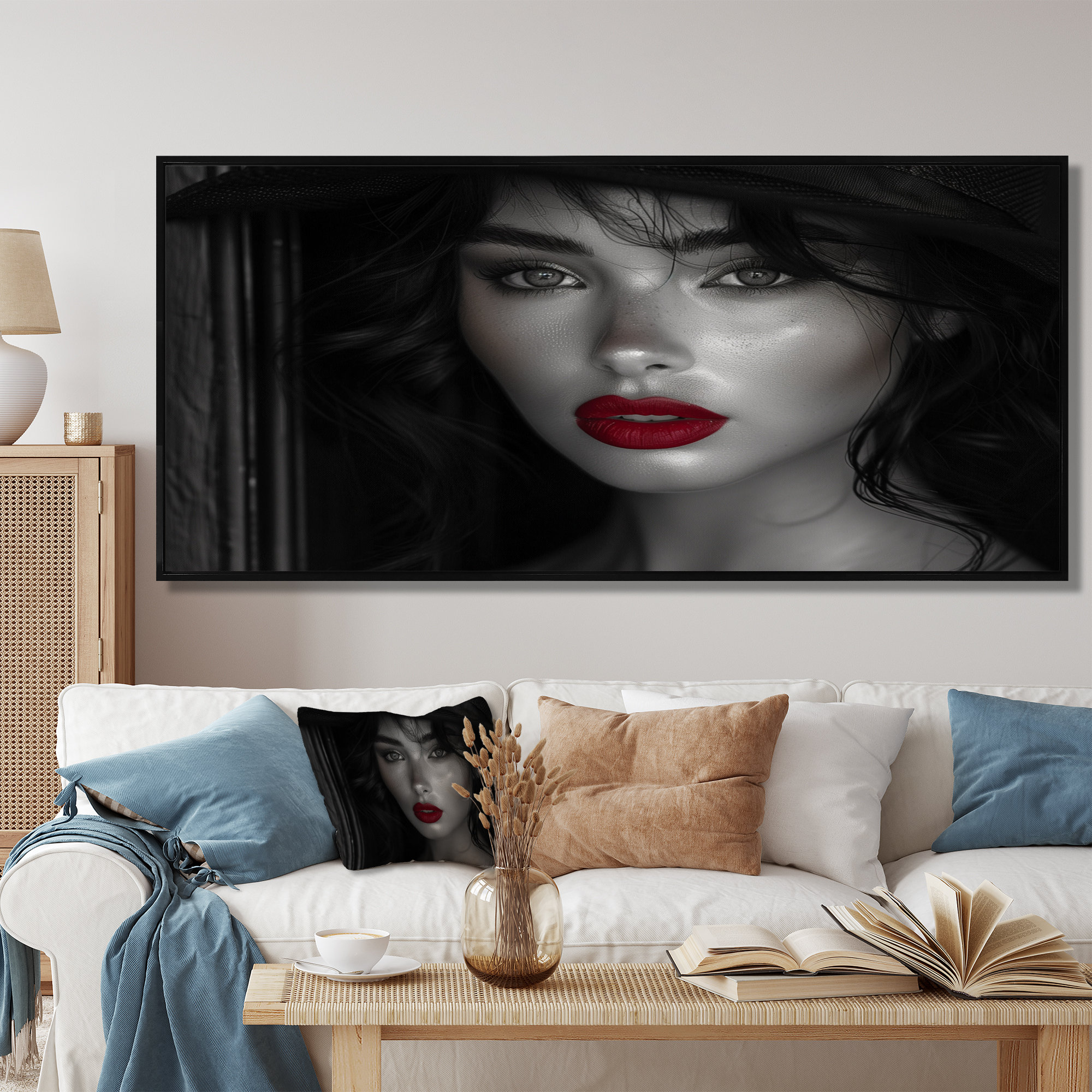 Mercer41 Woman Portrait With Red Lips Color I Fashion Woman Canvas