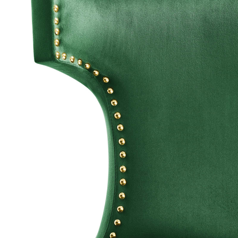 Emerald Green Velvet Upholstered Wood Side Chair