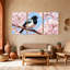 Oiseaux perchés sur une branche de printemps, ensemble de 3 impressions sur toile-1265238267