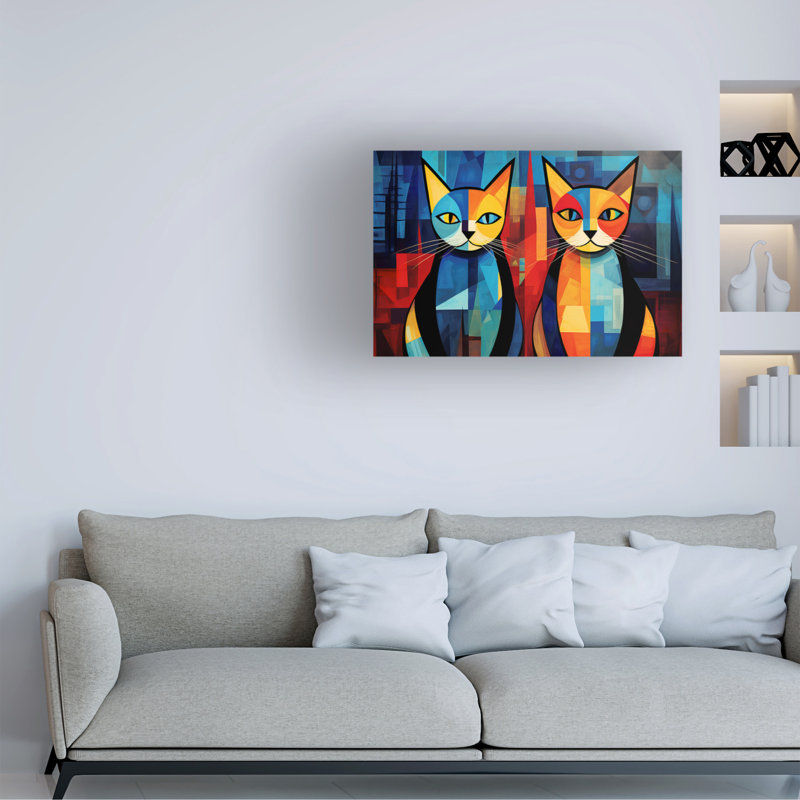 «Colorful Cat 3 on Canvas» par Ray Heere, reproduction, H 12 po x l 19 po x P 2 po