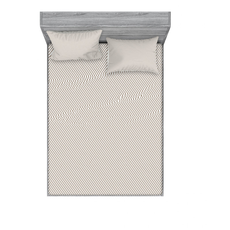 Ensemble de draps géométriques simples à lignes diagonales, Ensemble de draps pour lit double avec un drap-hou