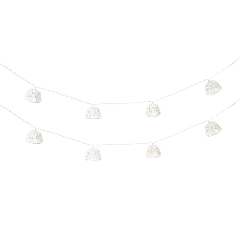 White Rope Wicker Basket 10 X Battery Operated Out 240cm LED Battery Powered 10 - Bulb Novelty String Light