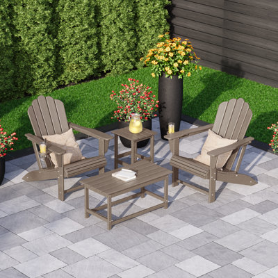 Ensemble de 4 chaises d'extérieur en poly Adirondack avec table d'appoint et table basse