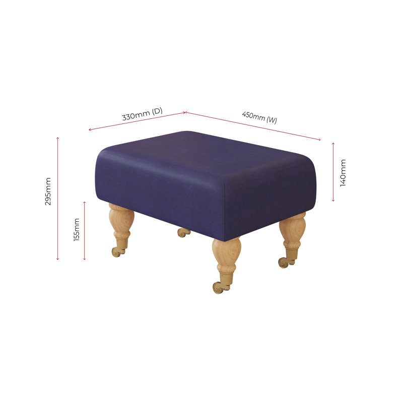 Acierno Mahogany Wood Caster Leg - Faux Leather, Blueberry Blue, Natural