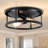 Industrial Matte Black Metal 2-light Flush Mount Ceiling Light