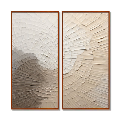 Graceful Minimalism Beige Muted Art - Minimalism Canvas Print Wall Art, Beige Abstract Wall Decor Set Of 2