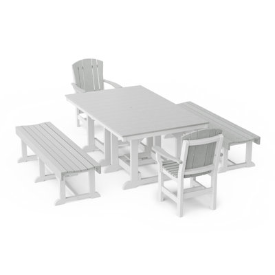 Heritage 5-Piece Rectangular Dining Set With Benches