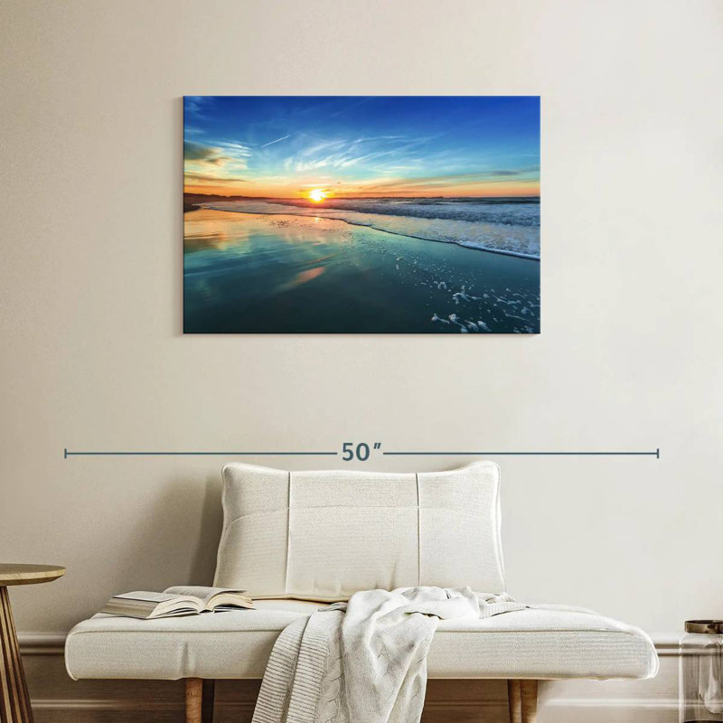 Gillard, soleil sur la plage, horizon, H 24 po x l 36 po