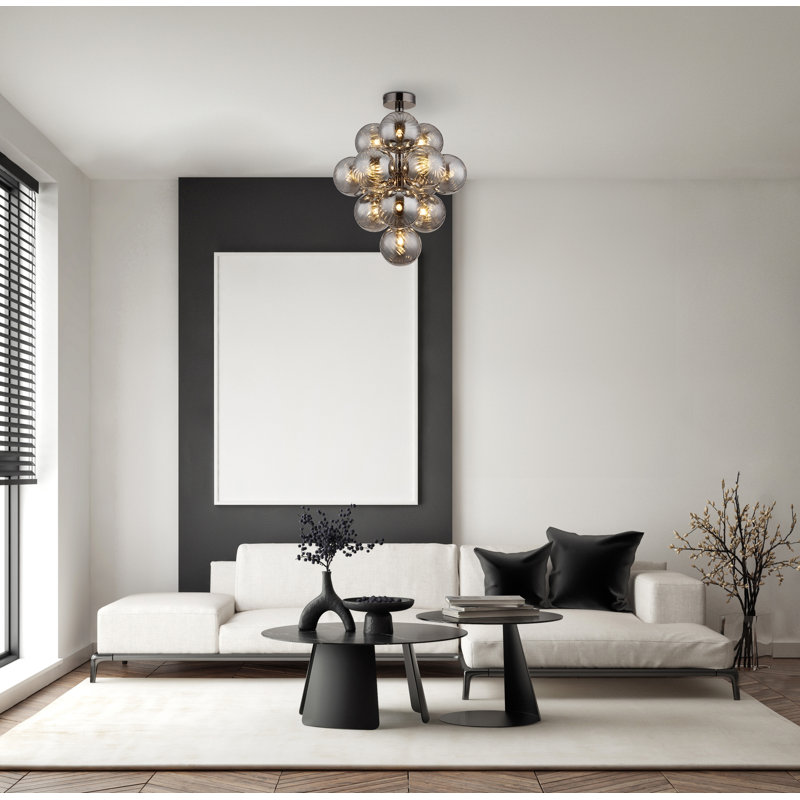 Deani Flush Mount, Smoke -colored/Matt black/Chrome