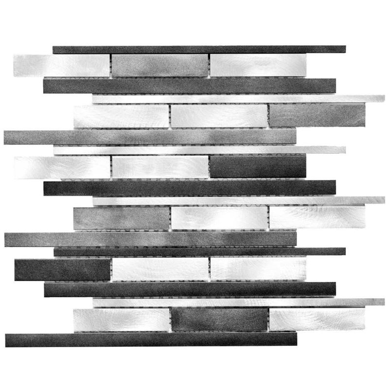 Mason 1" x 3" Brushed Metal Brick Mosaic Wall Tile, Grigio