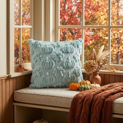 Housses de coussin décoratives automnales beige caramel et citrouille, 45 x 45 cm, feuilles d'érable, automne, Thanksgiving, récolte, douces et moelleuses, en fausse fourrure jacquard, pour canapé ou fauteuil (lot de 4).