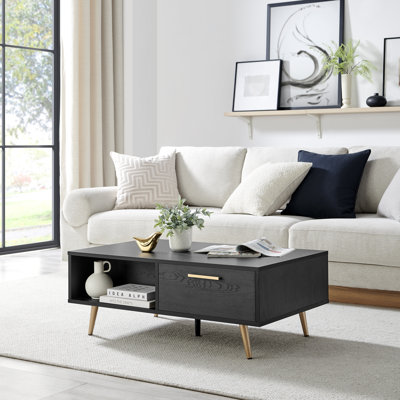 Impala Black & Copper Effect Living Room Centre Table - Coffee Table with Storage