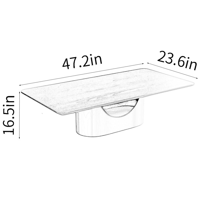 Table basse luxueuse haut de gamme, Noir, noir, noir, noir, H 16,5 po x L 47,2 po x l 23,6 po