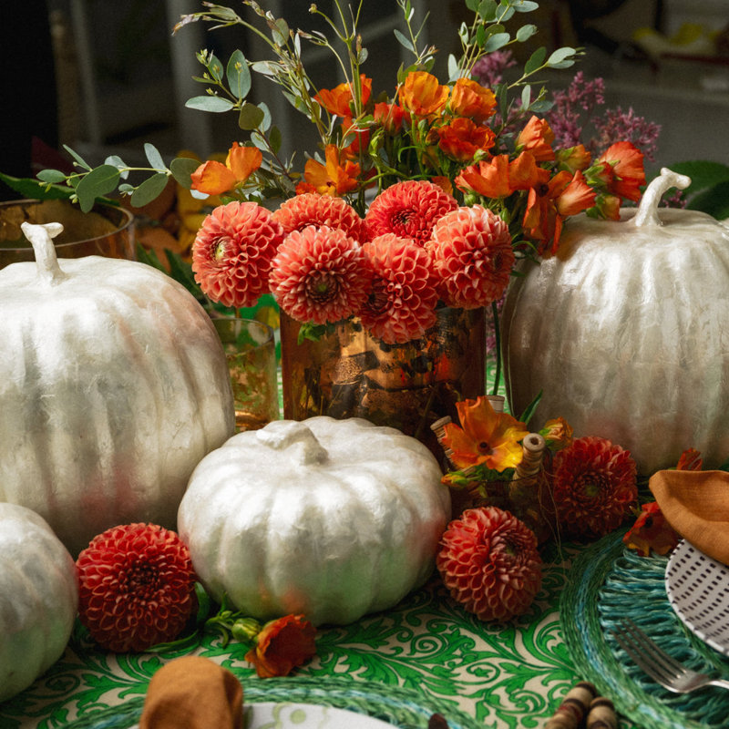 Capiz Pumpkin, Pearl/Capiz, 5.5" H x 5" W x 7" D, Pearl