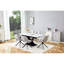 Salle à manger élégante avec table rectangulaire extensible et 4 chaises en similicuir, fonction de rotation à 360 °, rebond automatique à 180 °, structure en acier au carbone à déformation, une extension pratique avec