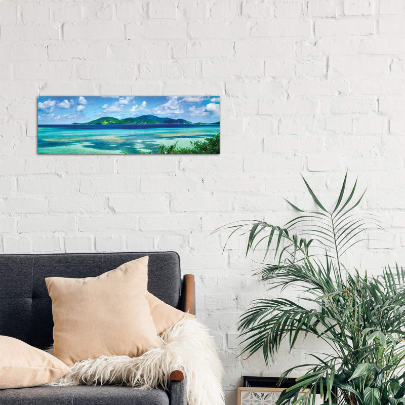 Islands In Yhe Sea, Leinster Bay, U.S. Virgin Islands - Wrapped Canvas Panoramic Print, 30.48 cm H x 91.44 cm W x 3.175 cm D