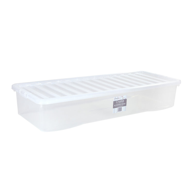 Wham Crystal 55L Plastic Storage Box Pack of 3 Clear, Clear