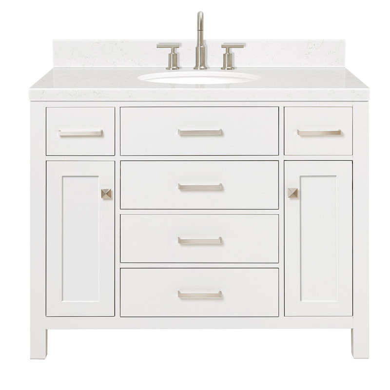 3_ARIEL Bristol 60 Single Sink Bathroom Vanity with Carrara White Quartz, White, 42"