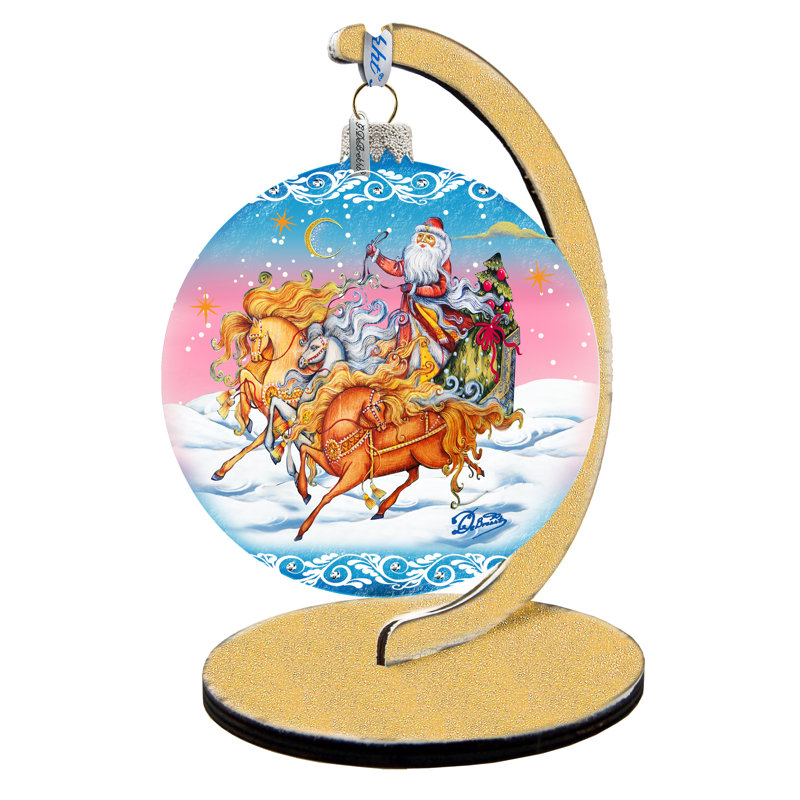 Holiday Splendor 5.5'' Handmade Glass Ball Ornament, Christmas 2, 5.5" H x 5" W x 5" D