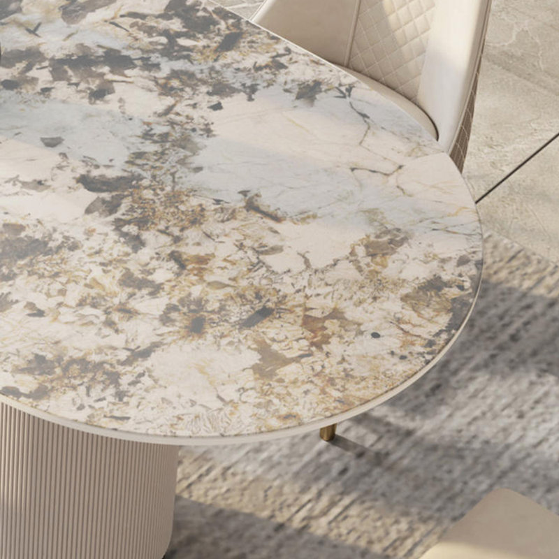 Table de salle à manger ovale moderne et luxueuse, H 29,5 po x L 86,6 po x l 39,4 po
