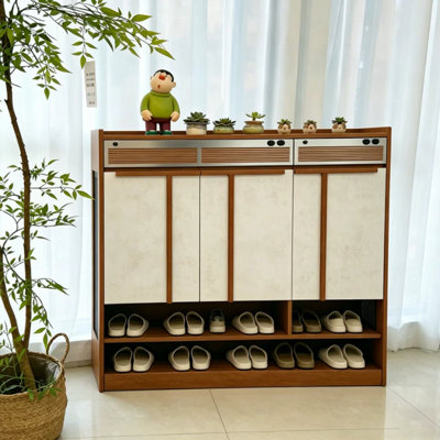 47.24" Retro Minimalist 3-Drawer 3-Door Shoe Cabinet – Spacious Storage for Entryway