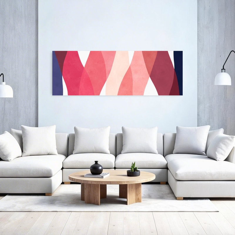 Art mural contemporain abstrait abstrait rose, H 60 po x l 20 po