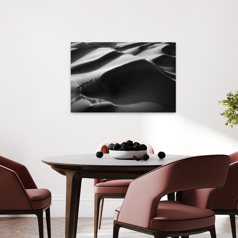 Désert dune caravane, paysage dramatique minimaliste, impression d'art mural, H 24 po x l 36 po