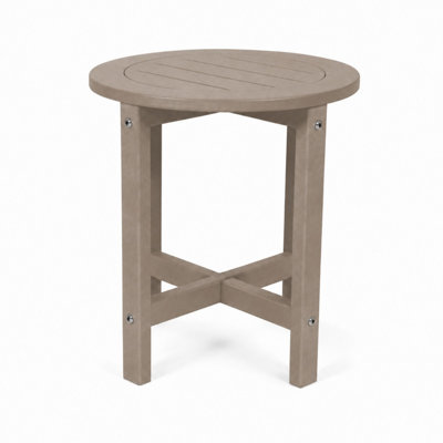 Table de bout en PEHD antique résistante aux intempéries Browne, petite table de bout de patio toutes saisons pour balcon de piscine extérieure 15,94 po x 15,94 po x 17,71 po