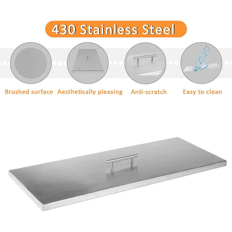 33'' x 13'' Rectangle Stainless Steel Fire Pit Lid