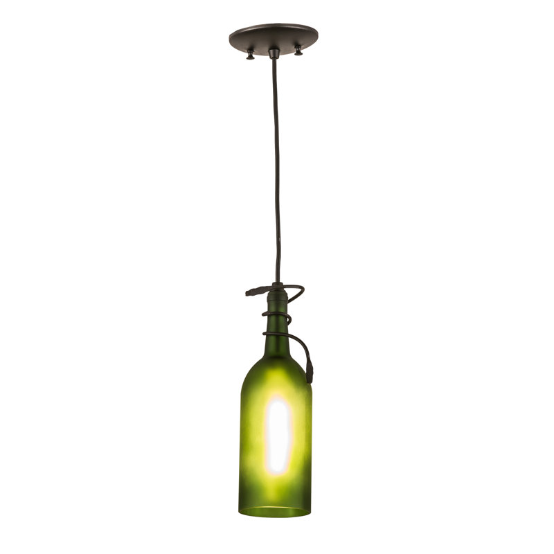Greenbriar Oak 1 - Light Pendant, Frosted Green, 84" H x 4" W x 4" D