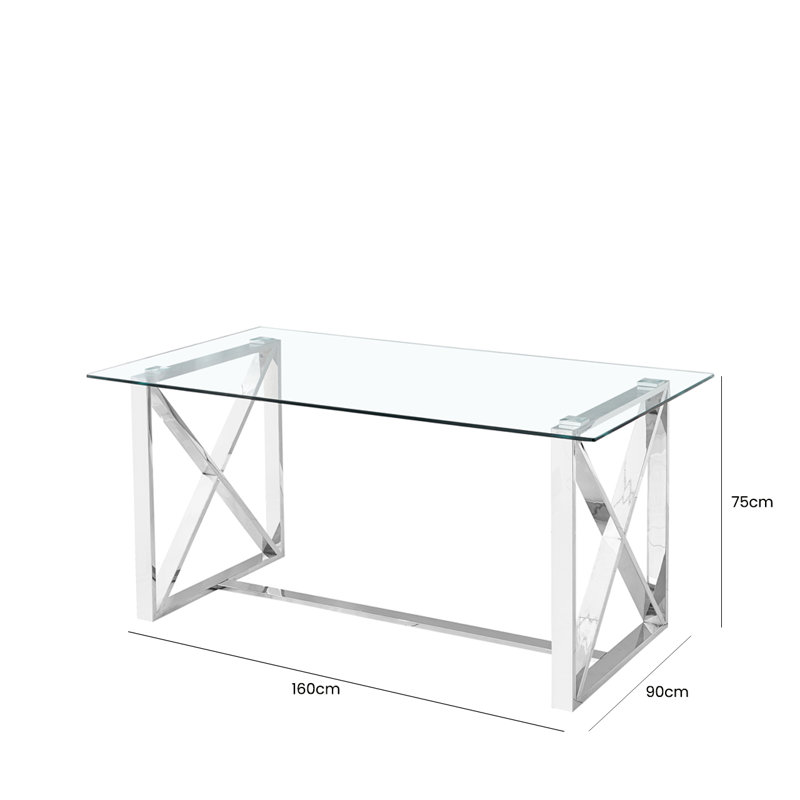 Bridgeport Glass Top Metal Base Dining Table