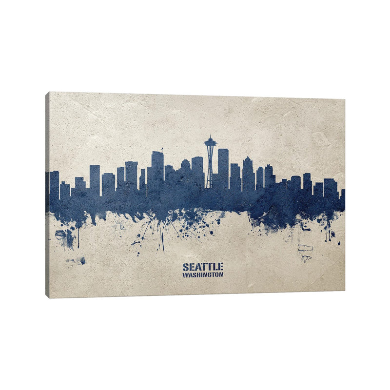 Seattle Washington Skyline Concrete by Michael Tompsett - Wrapped Canvas Gallery-Wrapped Canvas Giclée